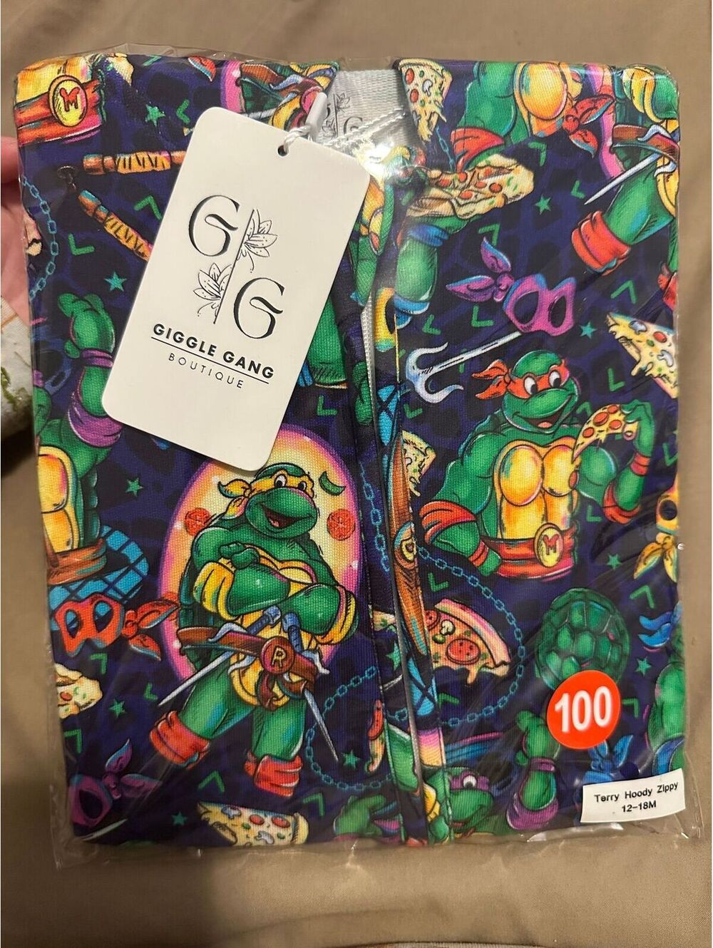 Giggle Gang Ninja Turtles Terry Hoodie Zippy